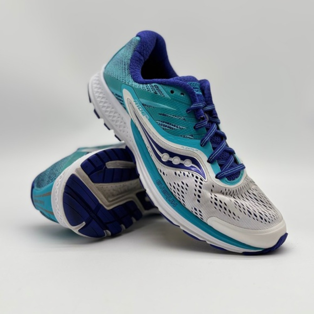 Saucony Ride 10 Womens Running Shoes Teal Blue White S10373-3 Size 8